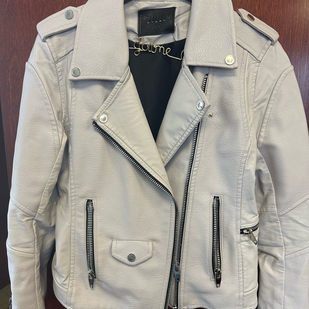 Blank NYC Gray Leather Motorcycle Jacket